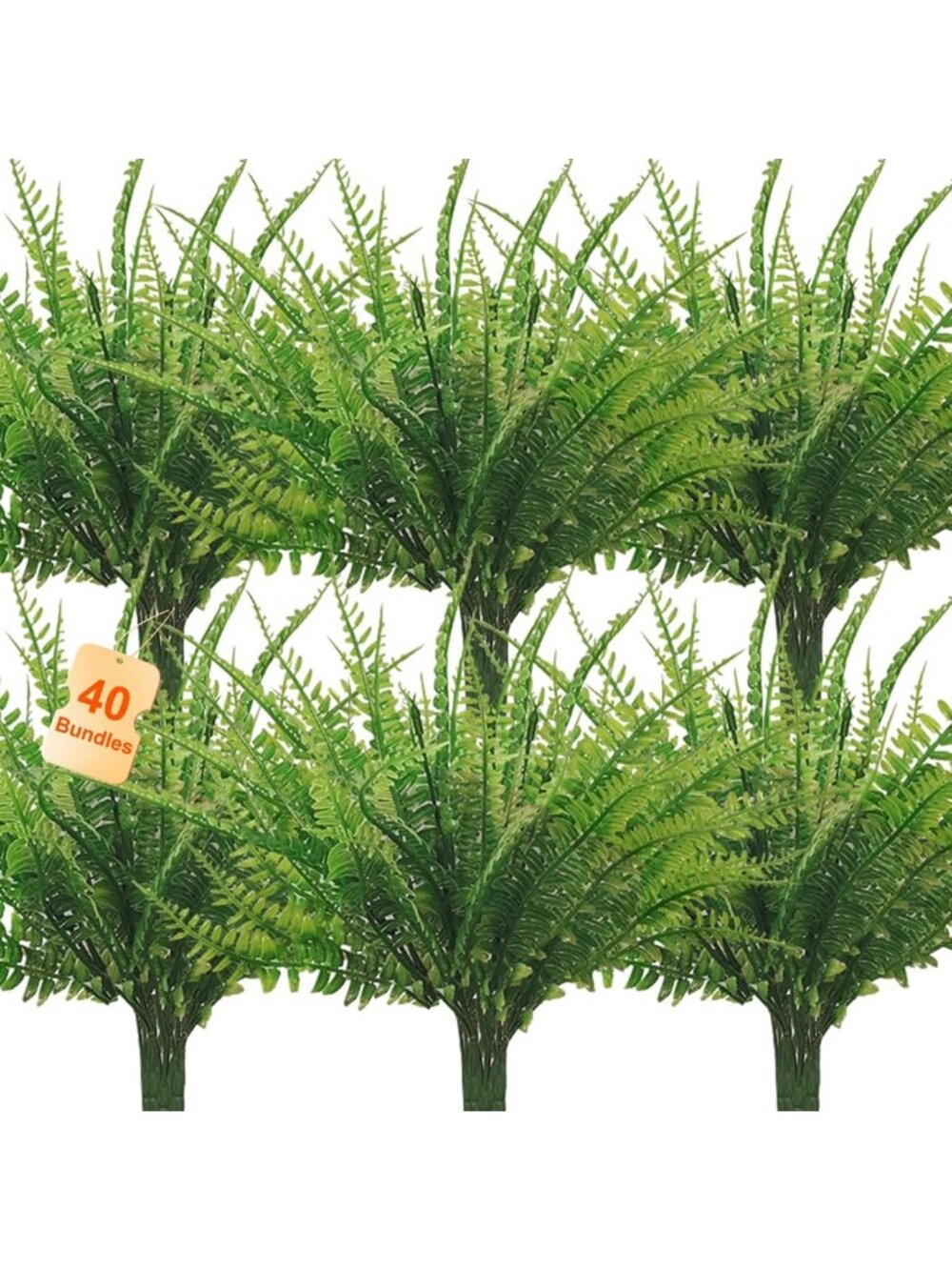 40 Pcs Faux Boston Fern Plants - UV Resistant Greenery for Indoor & Outdoor